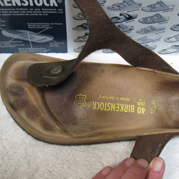 Birkenstock GIZEH Gold-Brown Birko Flor 40 R US W 9 M 7 USED - Picture 8 of 11